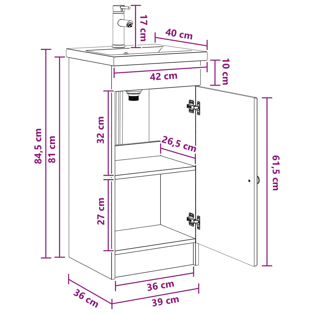Vanidad de baño con lavabo Blanco 42 x 40 x 84,5 cm