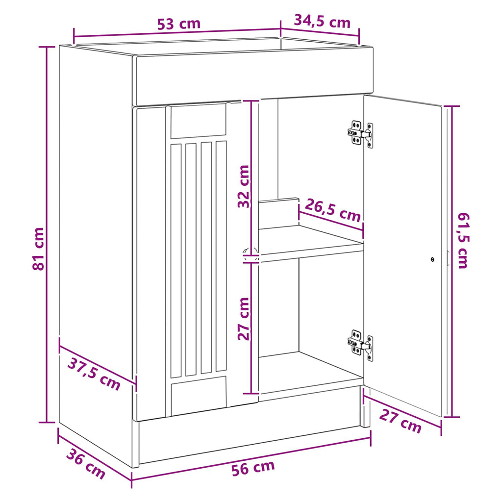Cabinet debajo del fregadero Blanco 56 x 37,5 x 81 cm