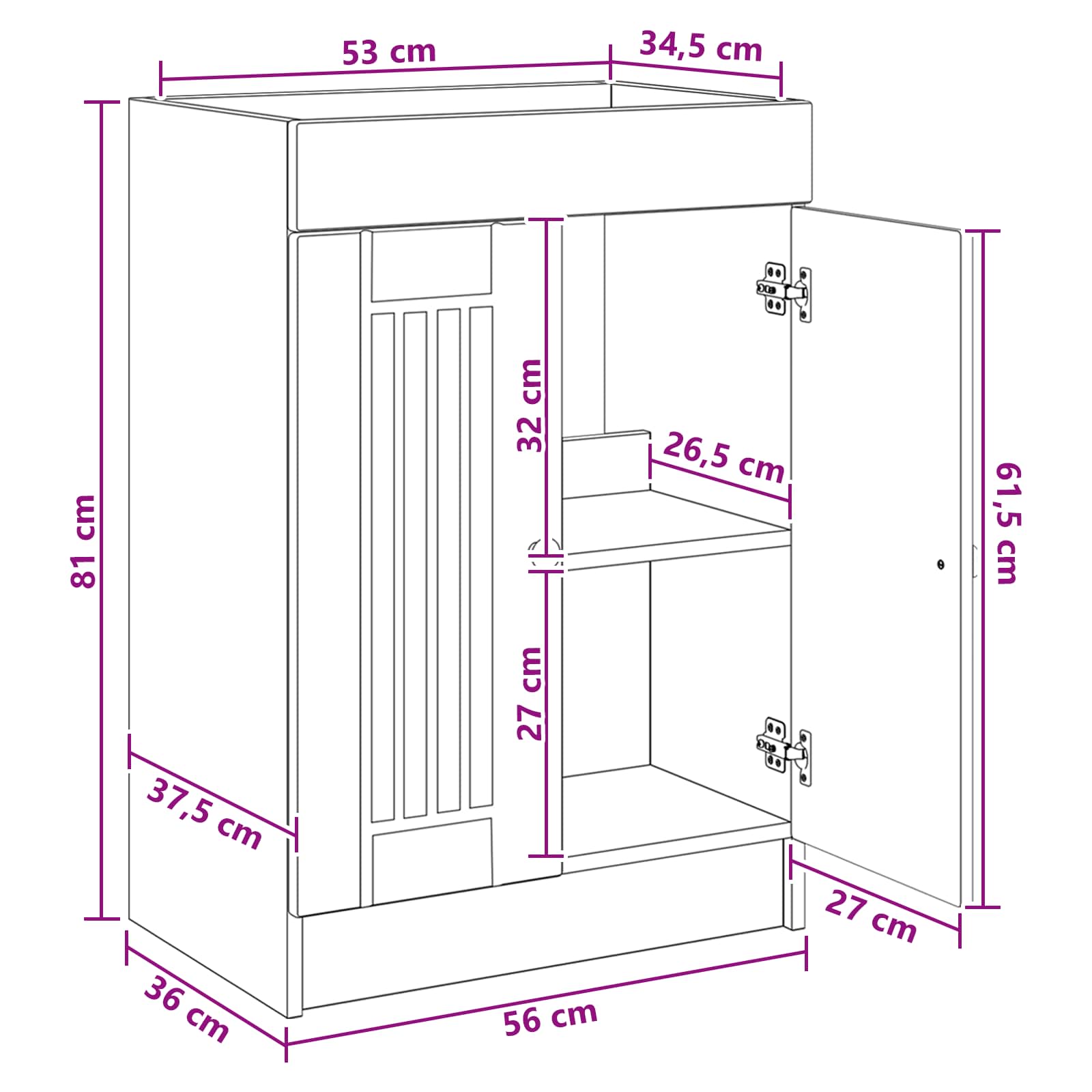 Cabinet debajo del fregadero Blanco 56 x 37,5 x 81 cm