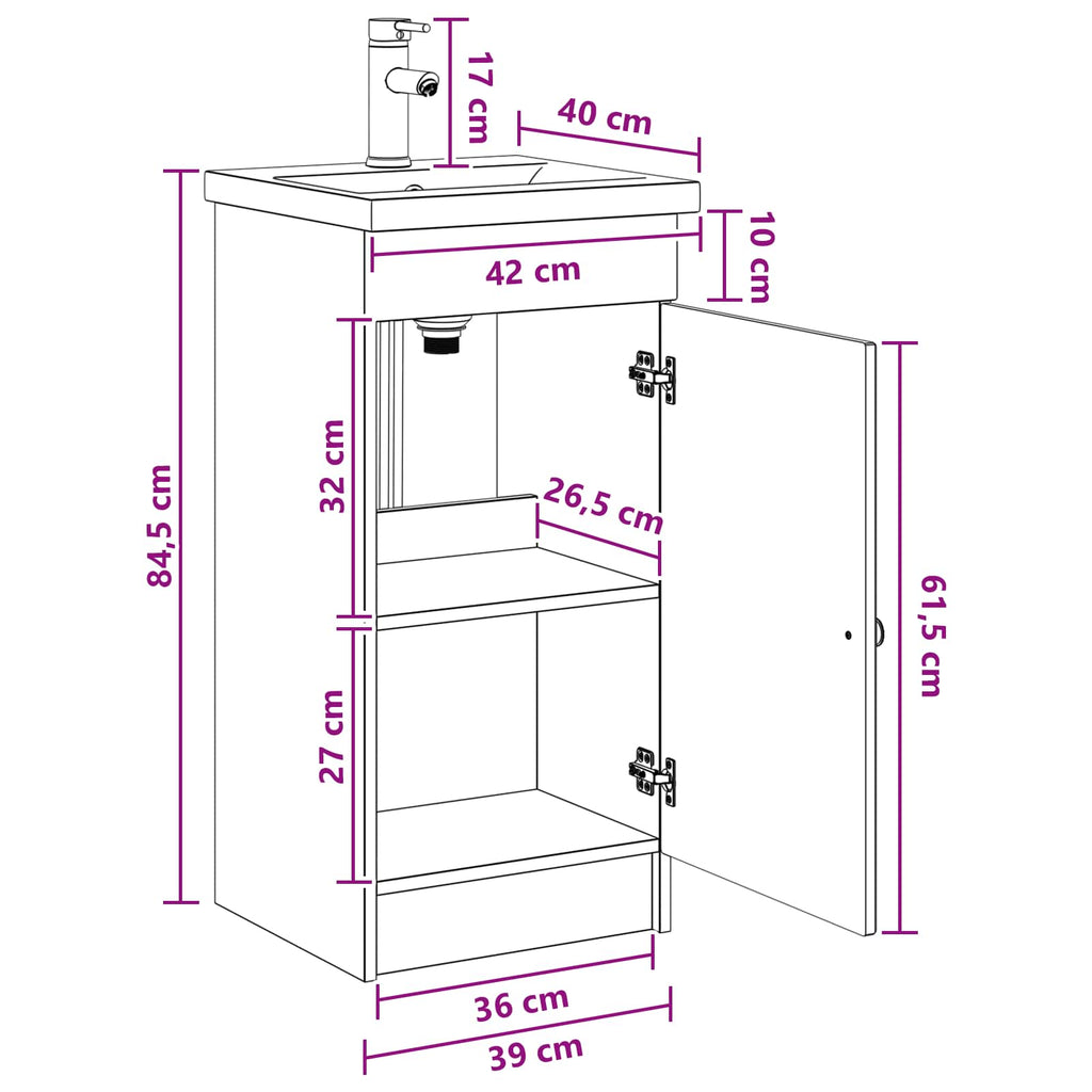Vanidad de baño con lavabo Blanco 42 x 40 x 84,5 cm