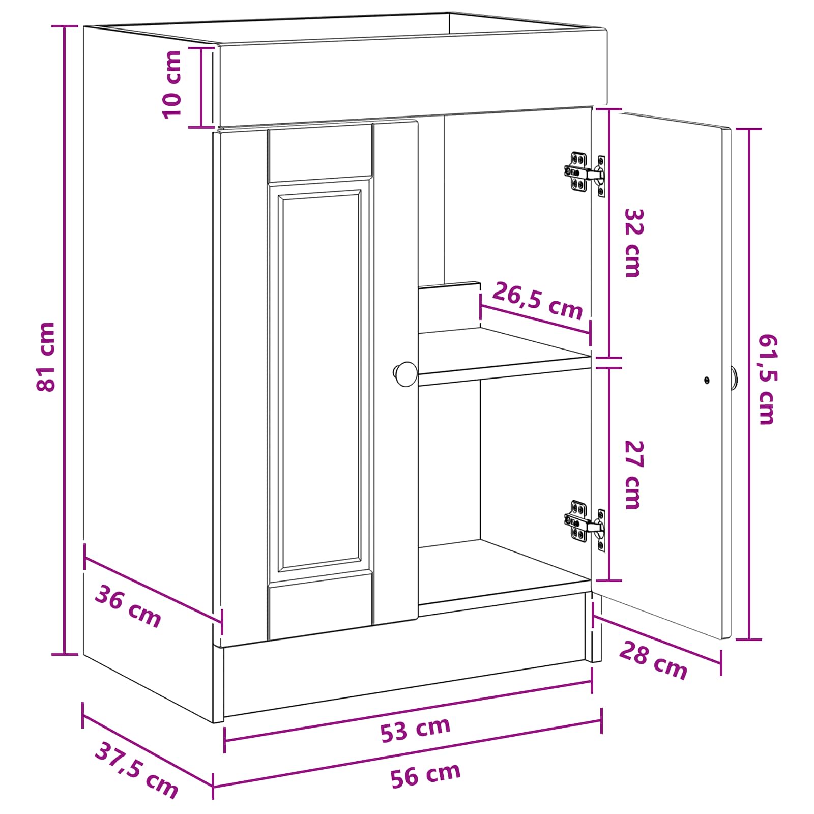 Cabinet debajo del fregadero Blanco 56 x 37,5 x 81 cm