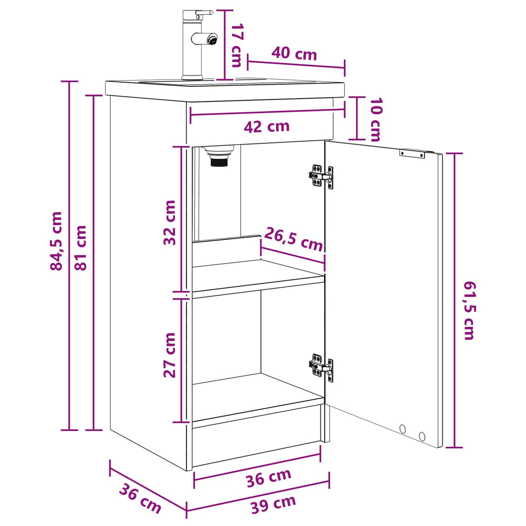 Vanidad de baño con lavabo Blanco 42 x 40 x 84,5 cm