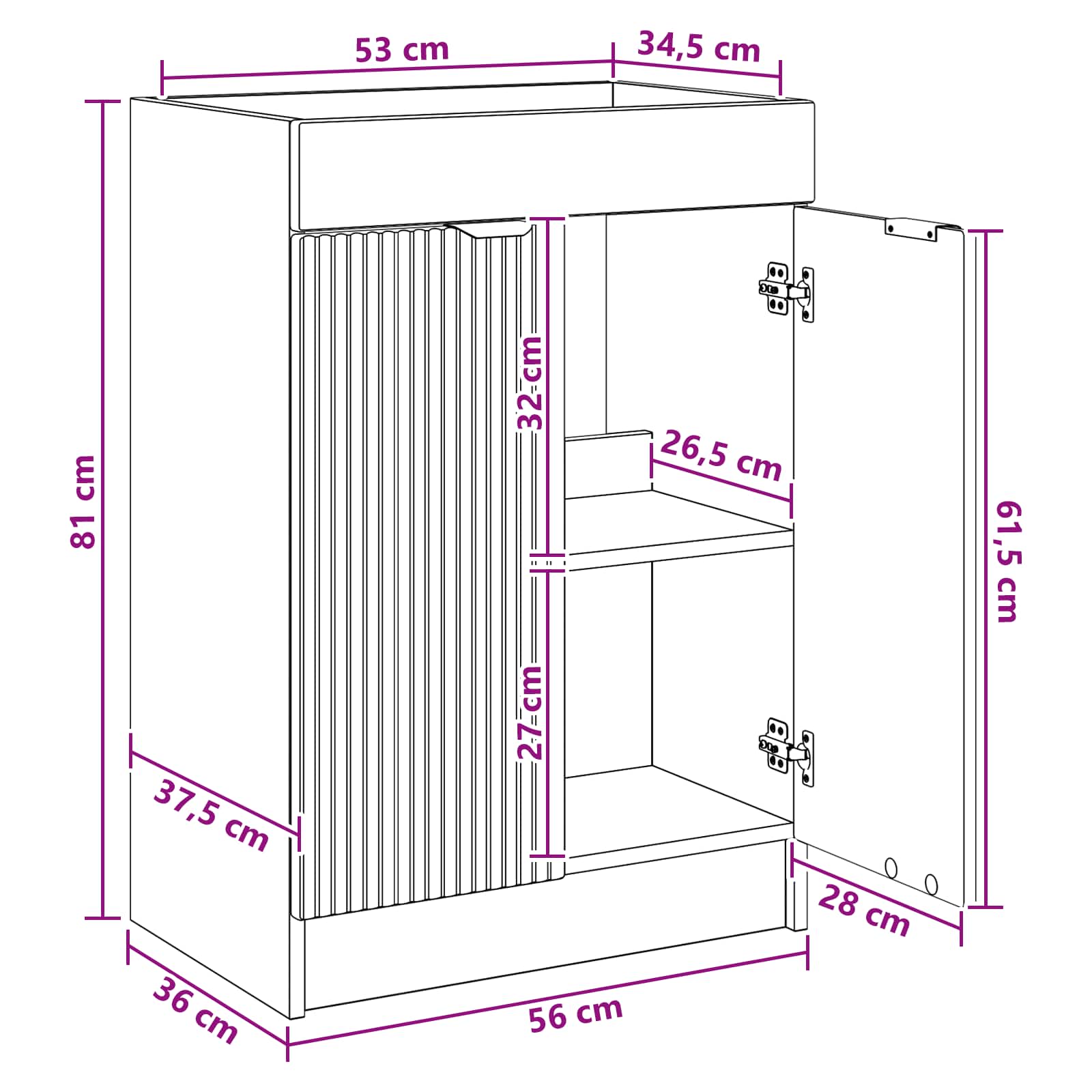 Cabinet debajo del fregadero Blanco 56 x 37,5 x 81 cm