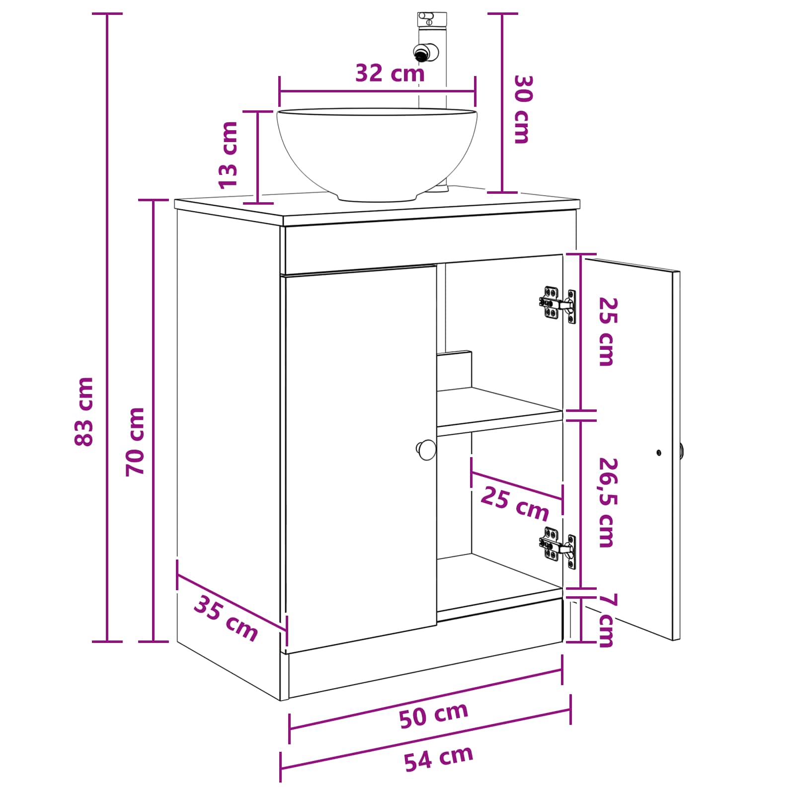 Vanidad de baño con lavabo Blanco 54 x 35 x 83 cm