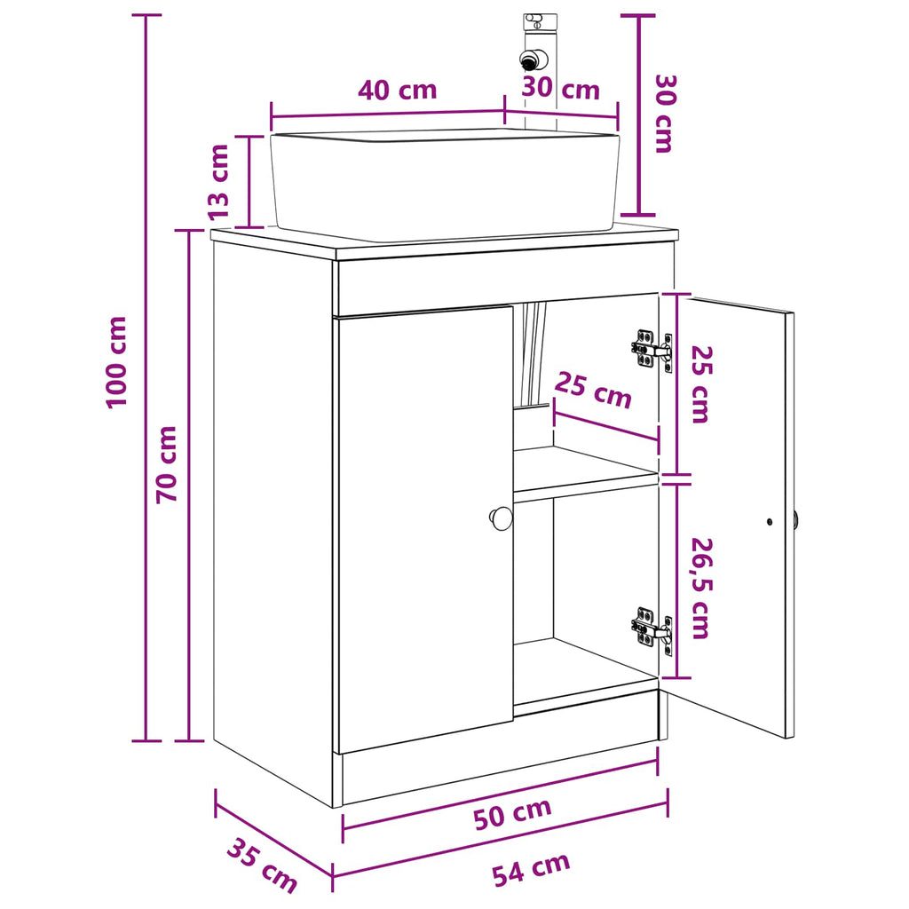 Vanidad de baño con lavabo Blanco 54 x 35 x 83 cm