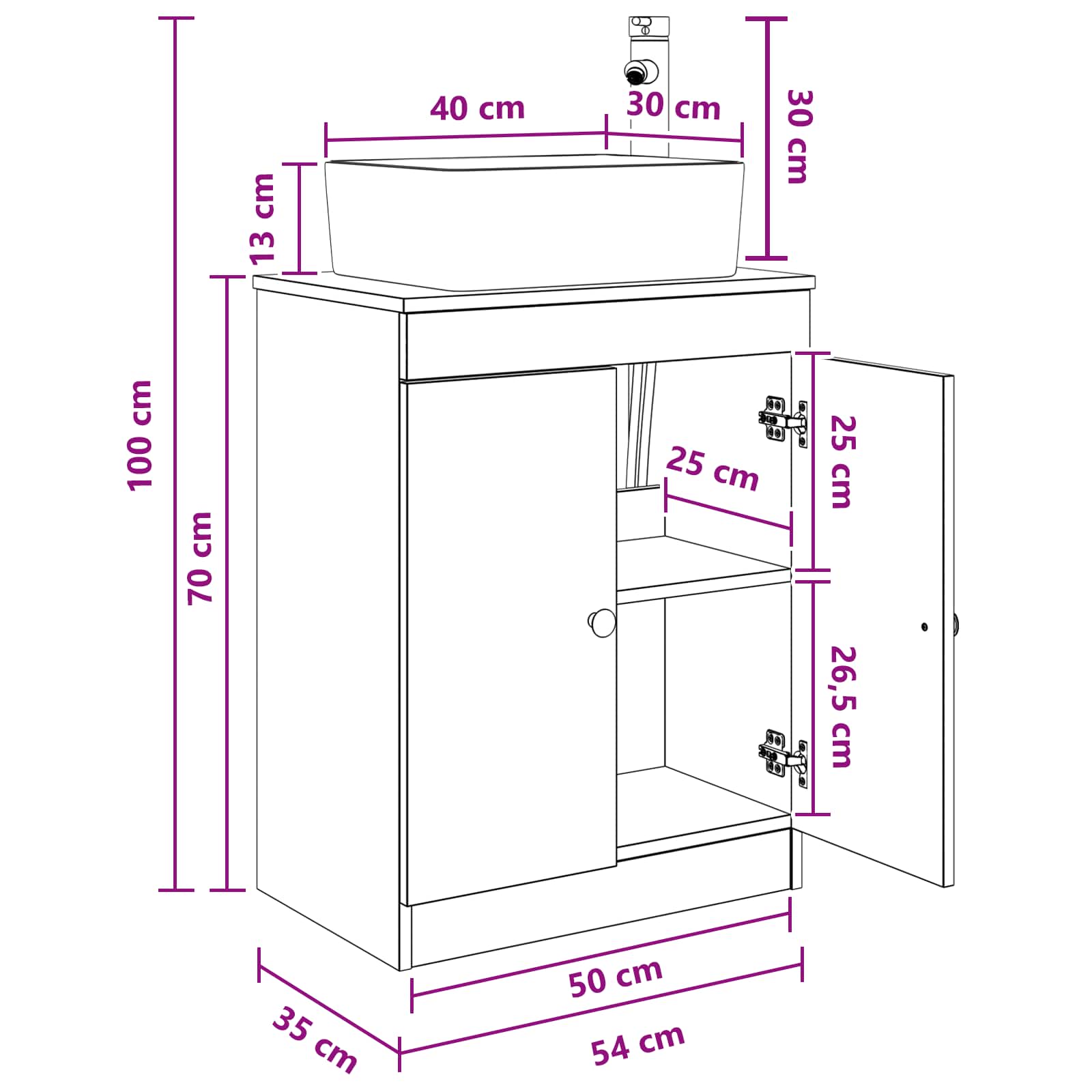 Vanidad de baño con lavabo Blanco 54 x 35 x 83 cm