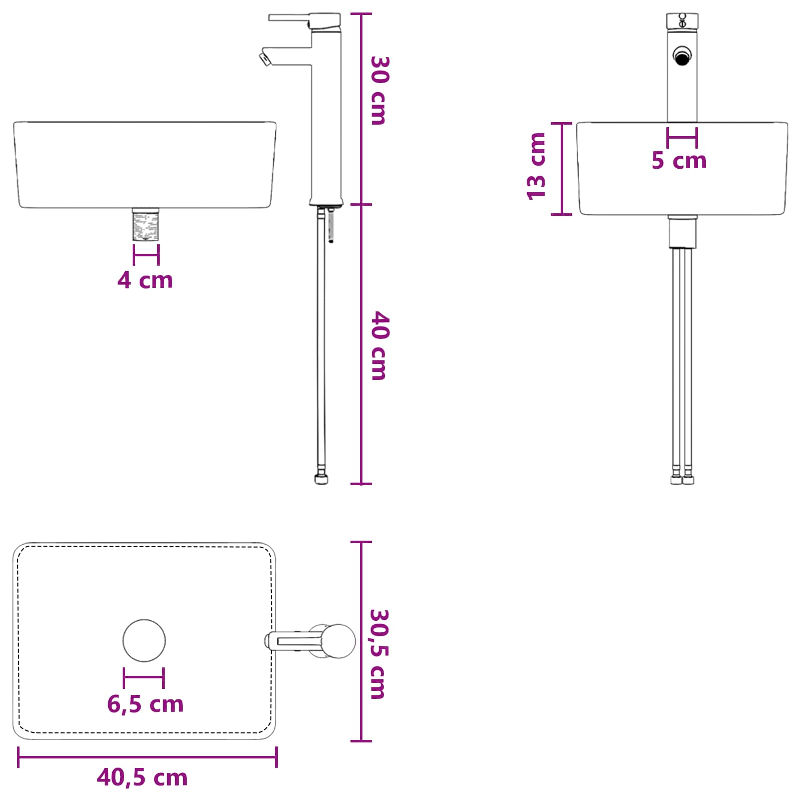 Vanidad de baño con lavabo Blanco 54 x 35 x 83 cm
