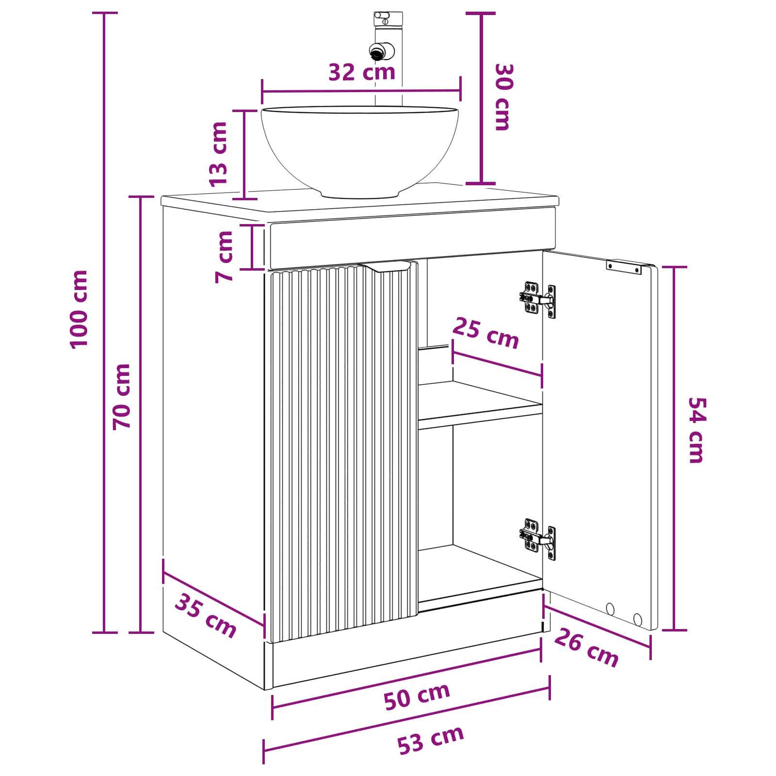 Vanidad de baño con lavabo Roble Sonoma 54 x 35 x 83 cm