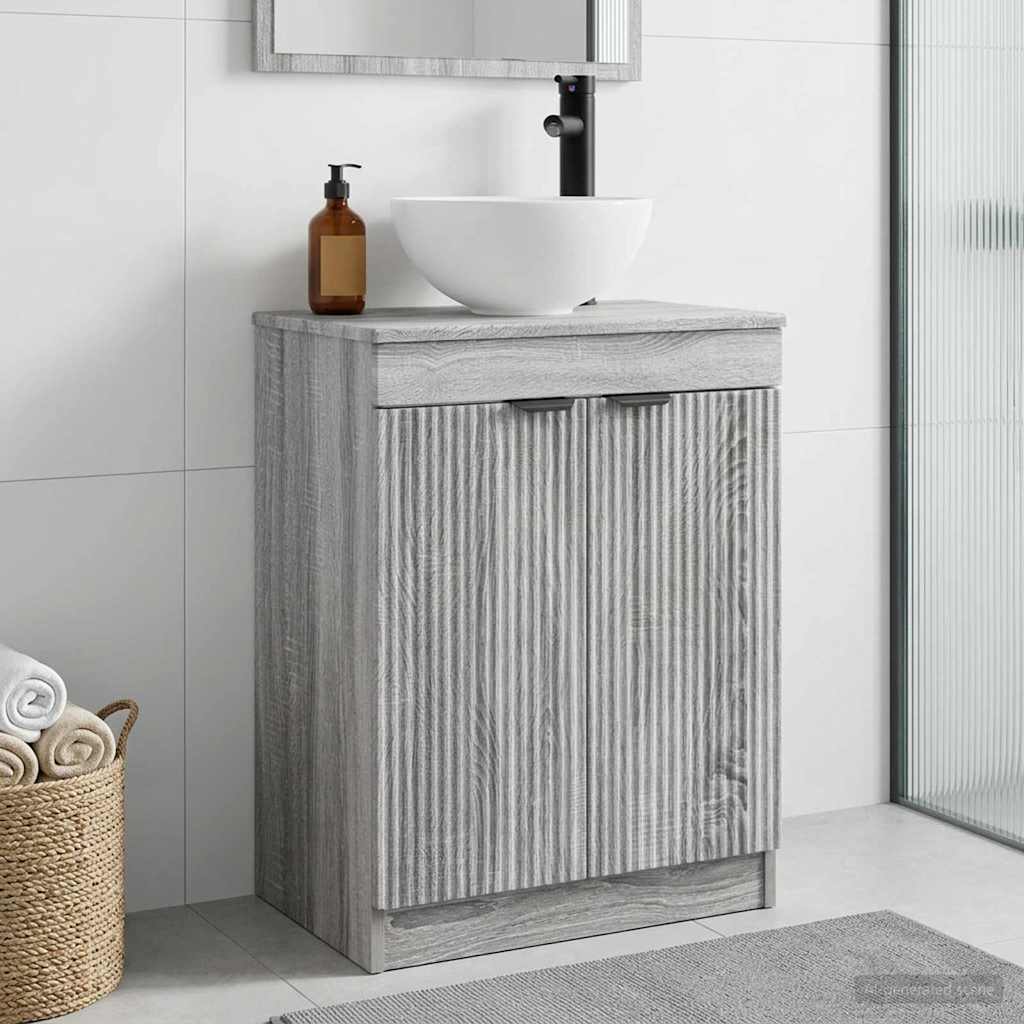 Vanidad de baño con lavabo Sonoma gris 54 x 35 x 83 cm