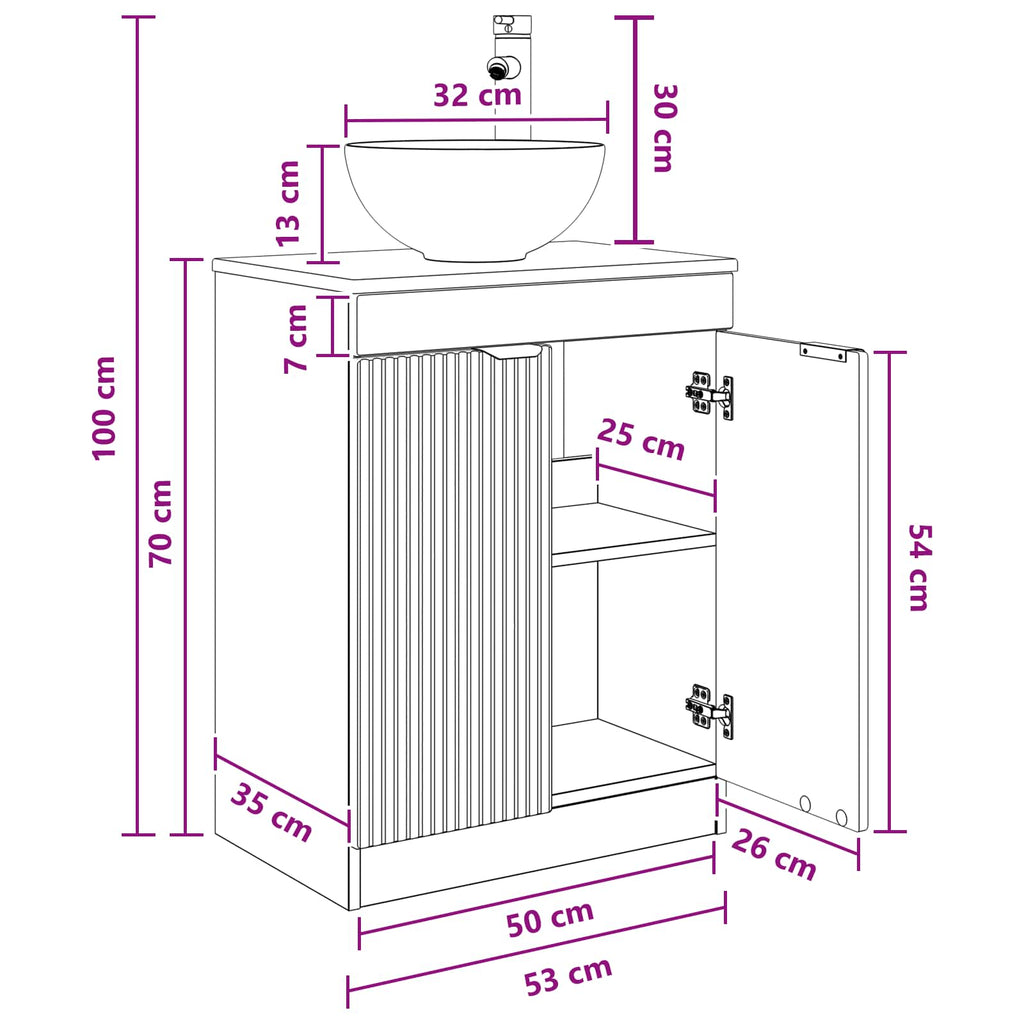 Vanidad de baño con lavabo Roble Artesanal 54 x 35 x 83 cm