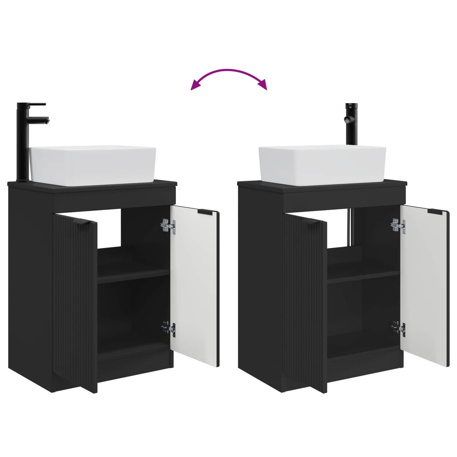 Vanidad de baño con lavabo Negro 54 x 35 x 83 cm