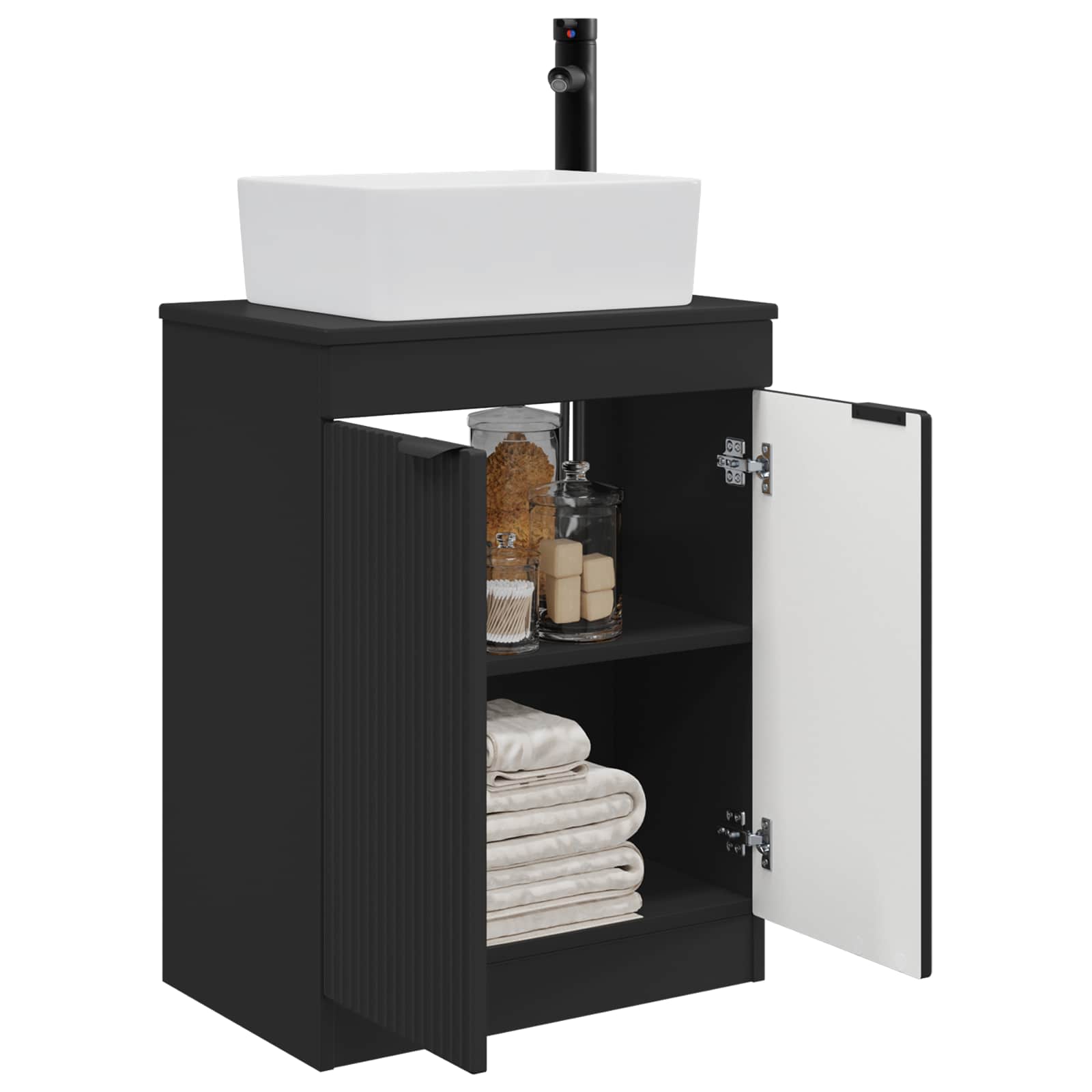 Vanidad de baño con lavabo Negro 54 x 35 x 83 cm