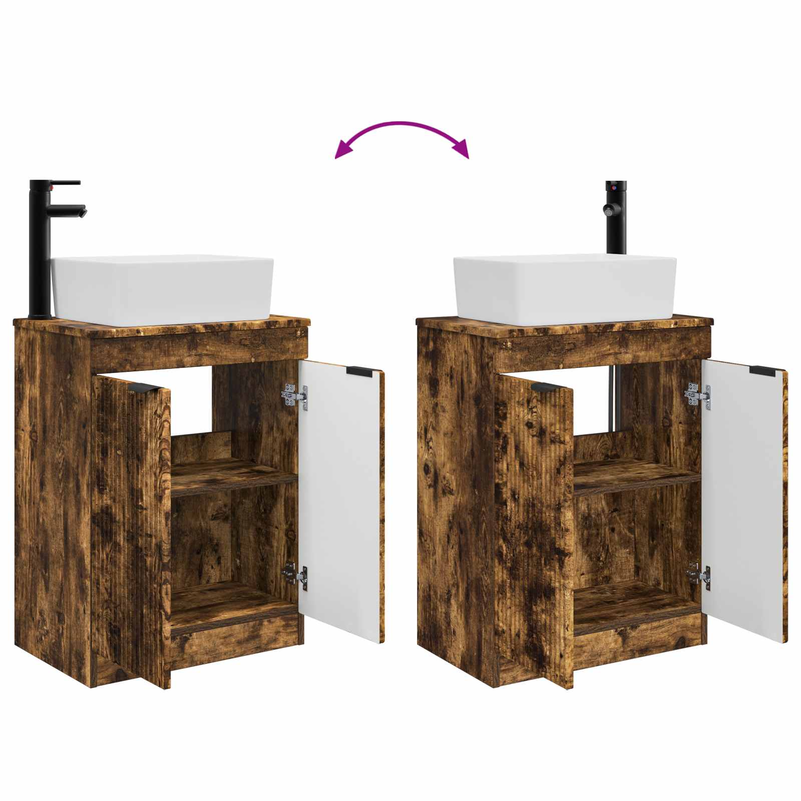 Vanidad de baño con lavabo Roble Ahumado 54 x 35 x 83 cm