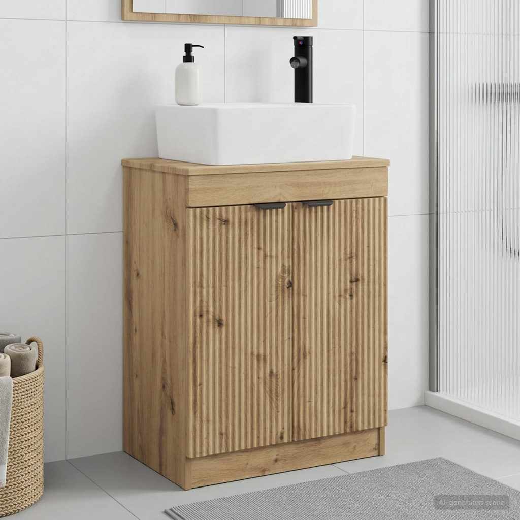 Vanidad de baño con lavabo Roble Artesanal 54 x 35 x 83 cm