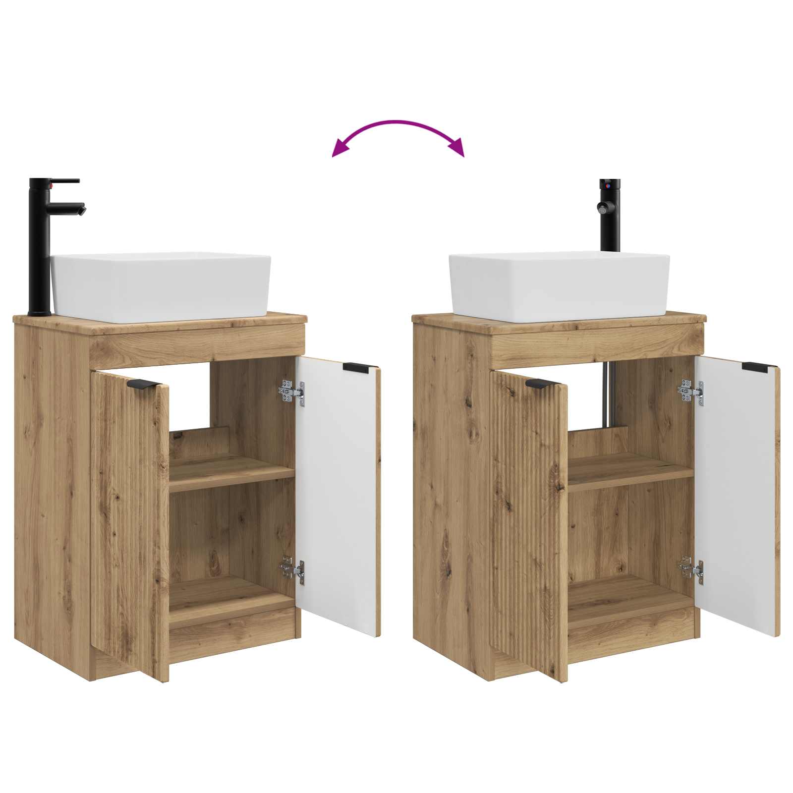 Vanidad de baño con lavabo Roble Artesanal 54 x 35 x 83 cm