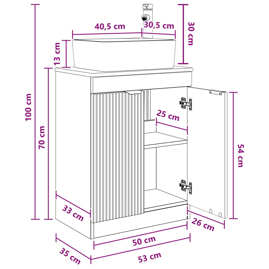 Vanidad de baño con lavabo Roble Artesanal 54 x 35 x 83 cm