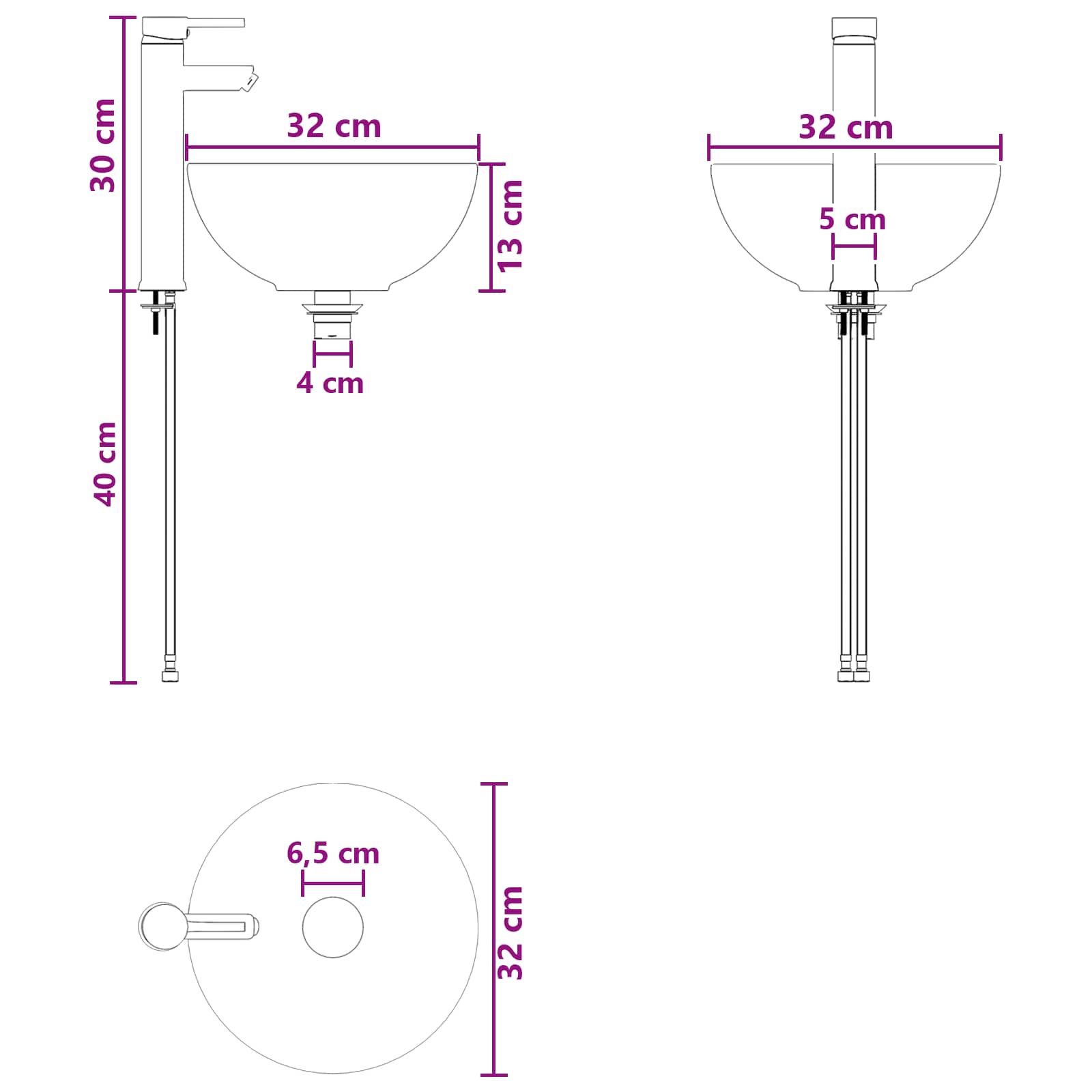 Lavabo de Lavado Montado en la Pared Blanco 40 x 35 x 39 cm