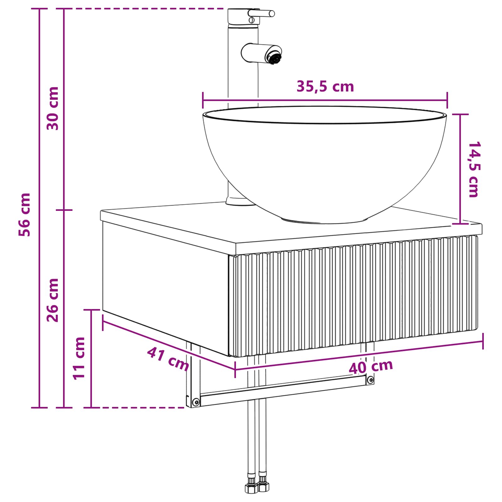 Lavabo de Lavado Montado en la Pared Blanco 40 x 41 x 40,5 cm