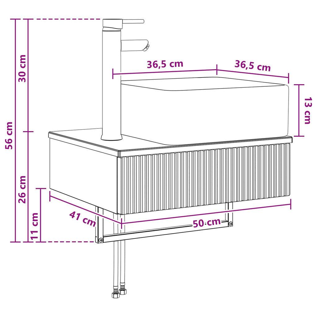 Lavabo de Lavado Montado en la Pared Blanco 50 x 41 x 39 cm