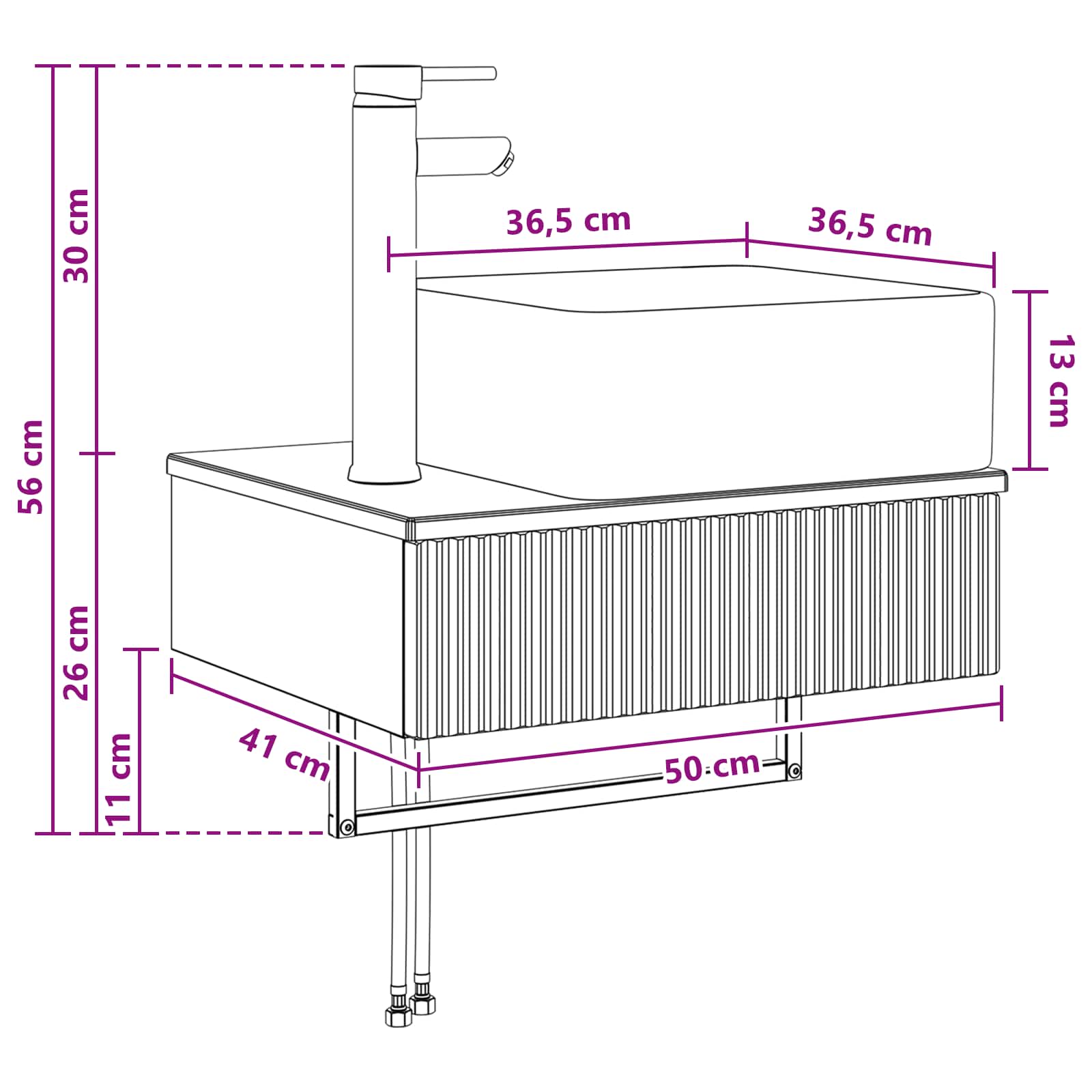Lavabo de Lavado Montado en la Pared Blanco 50 x 41 x 39 cm