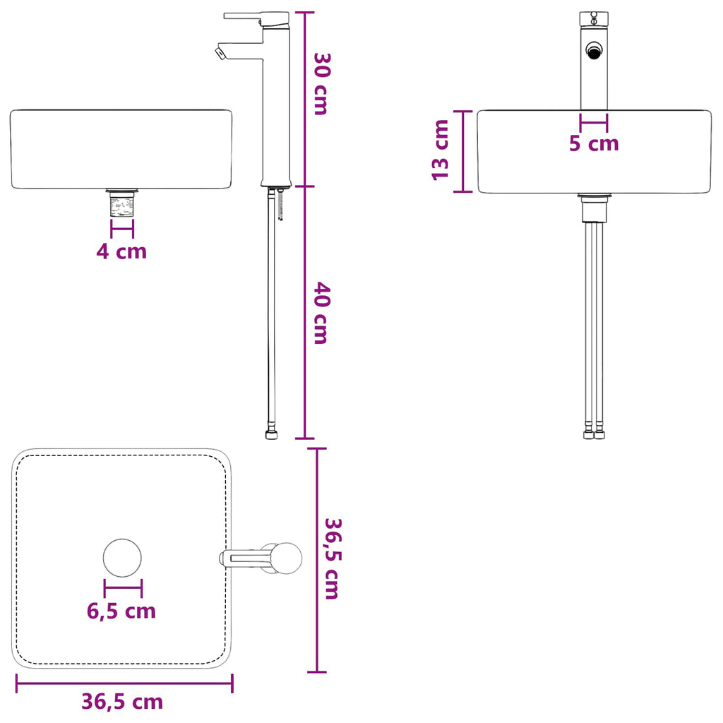 Lavabo de Lavado Montado en la Pared Blanco 50 x 41 x 39 cm