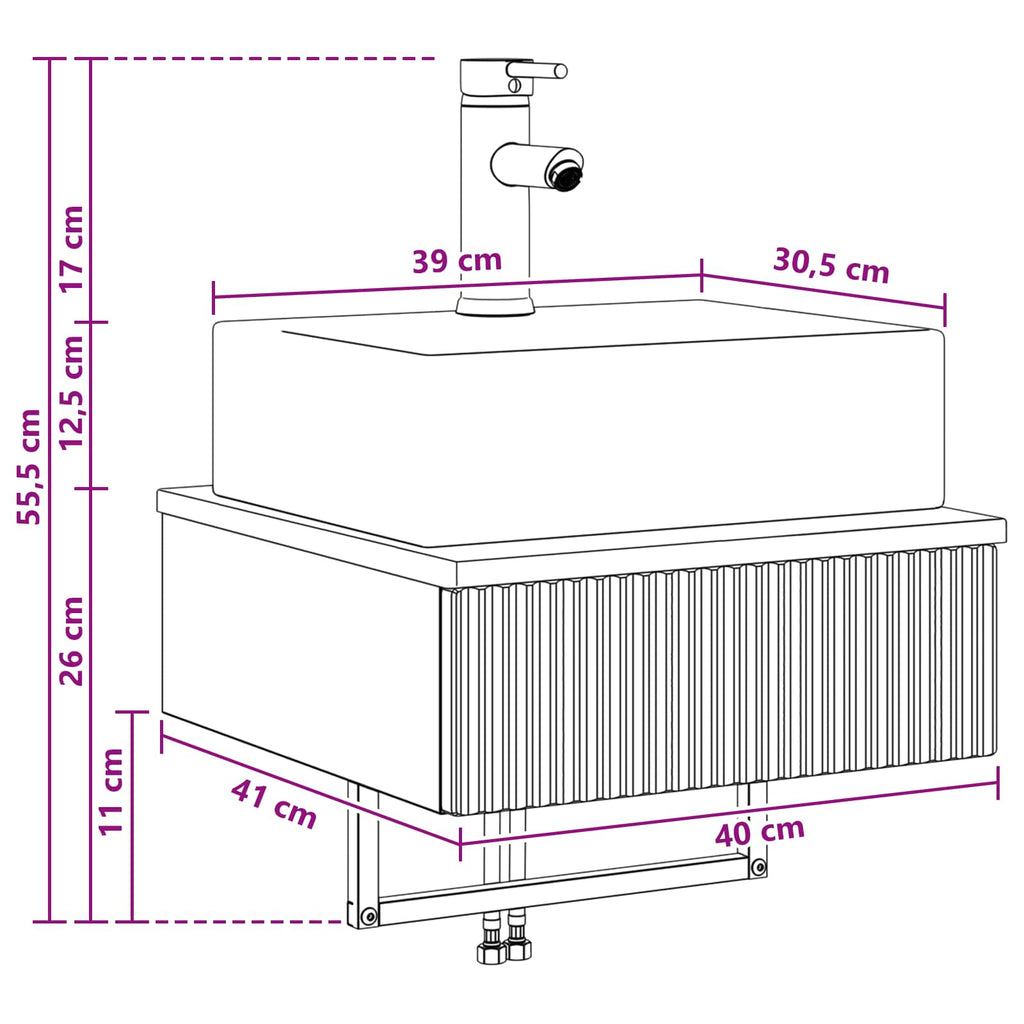 Lavabo de Lavado Montado en la Pared Blanco 40 x 41 x 39 cm