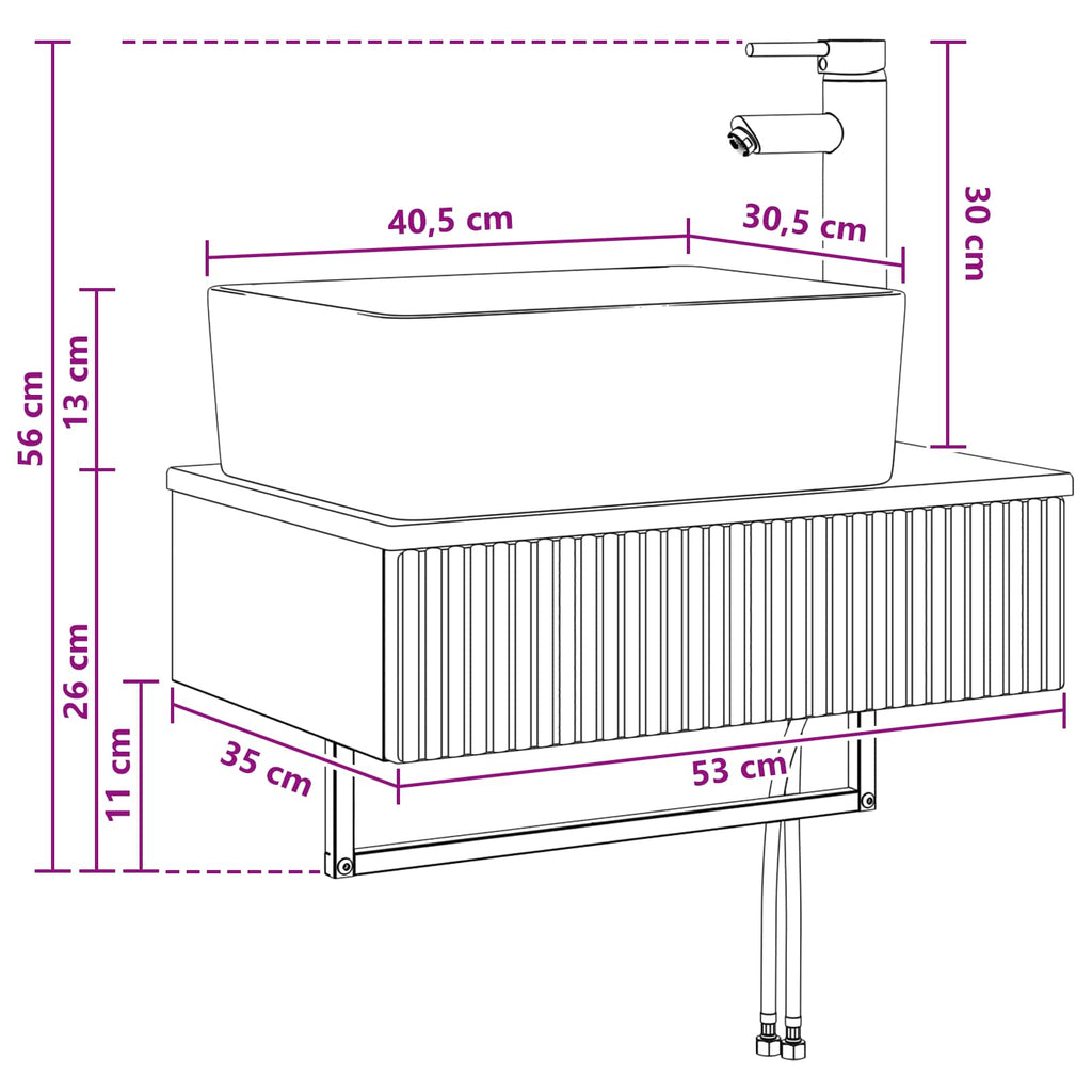 Lavabo de Lavado Montado en la Pared Blanco 53 x 35 x 39 cm
