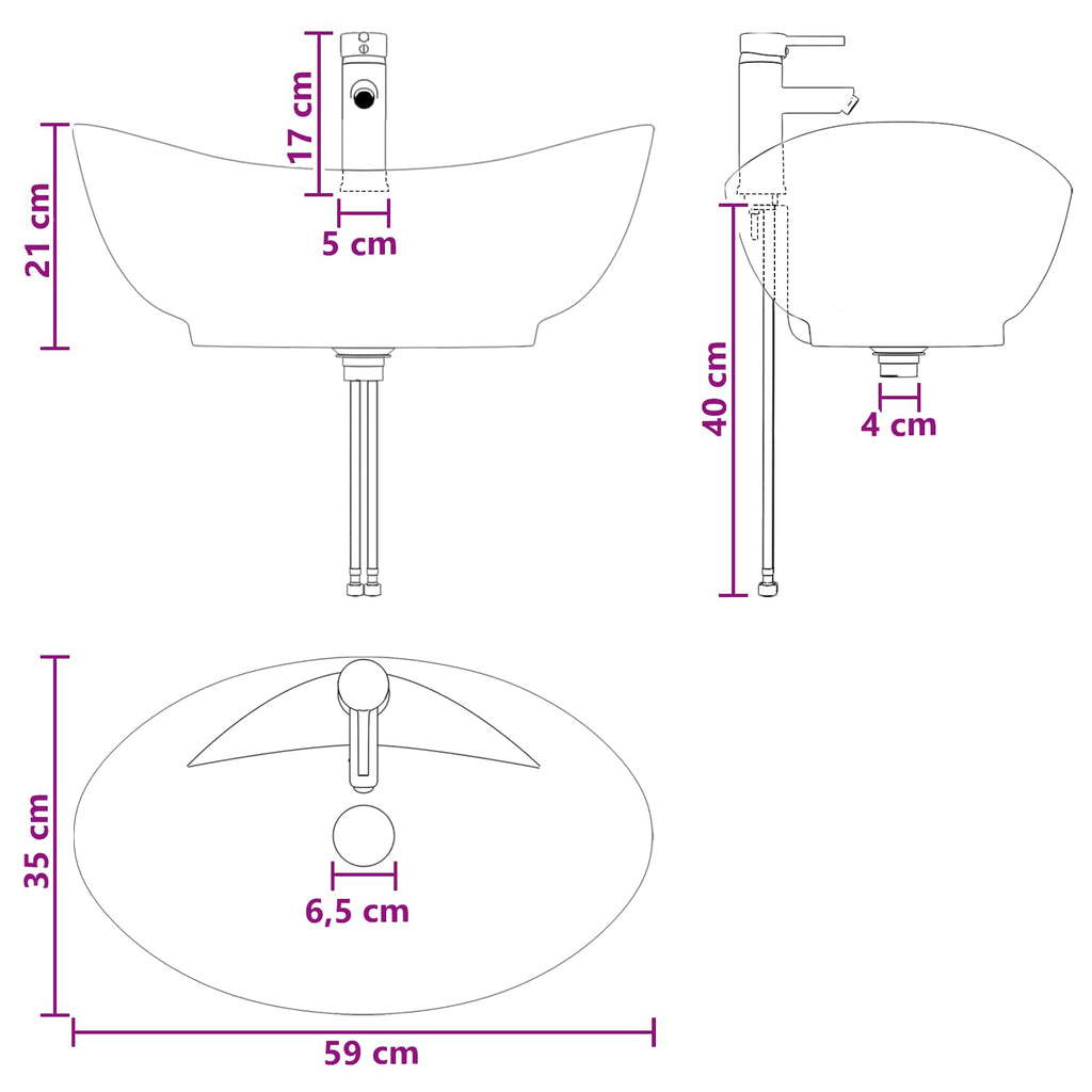 Lavabo de baño Cromado 59 x 35 x 21 cm Metal
