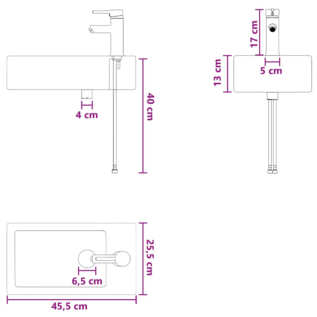 Lavabo de baño Cromado 45,5 x 25,5 x 13 cm Metal
