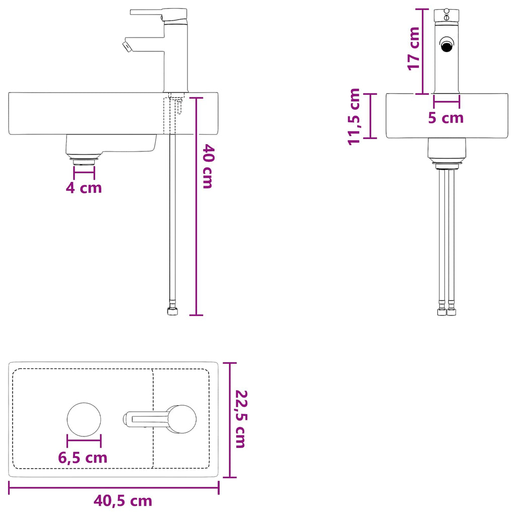 Lavabo de baño Cromado 40,5 x 22,5 x 11,5 cm Metal
