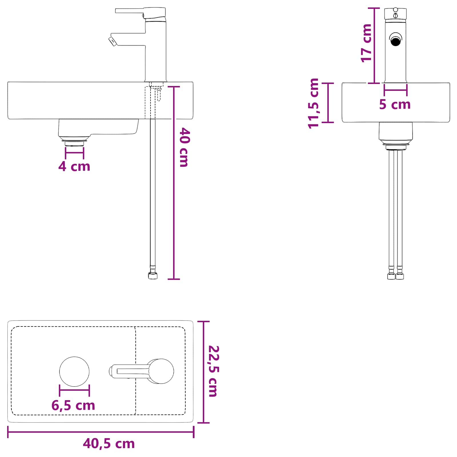 Lavabo de baño Cromado 40,5 x 22,5 x 11,5 cm Metal