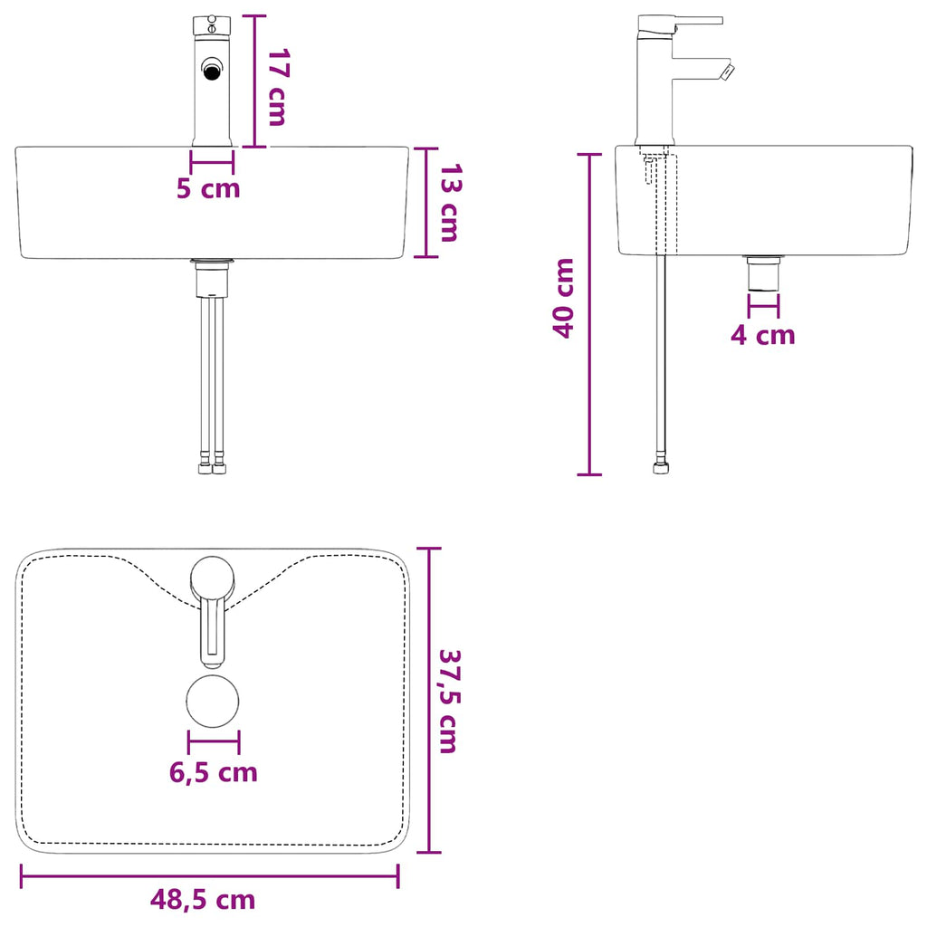 Lavabo de baño Cromado 48,5 x 37,5 x 13 cm Metal
