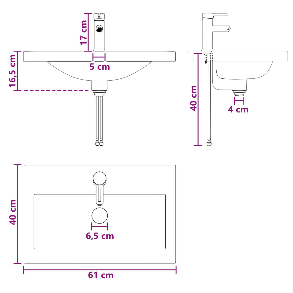 Lavabo de baño Cromado 61 x 40 x 16,5 cm Metal