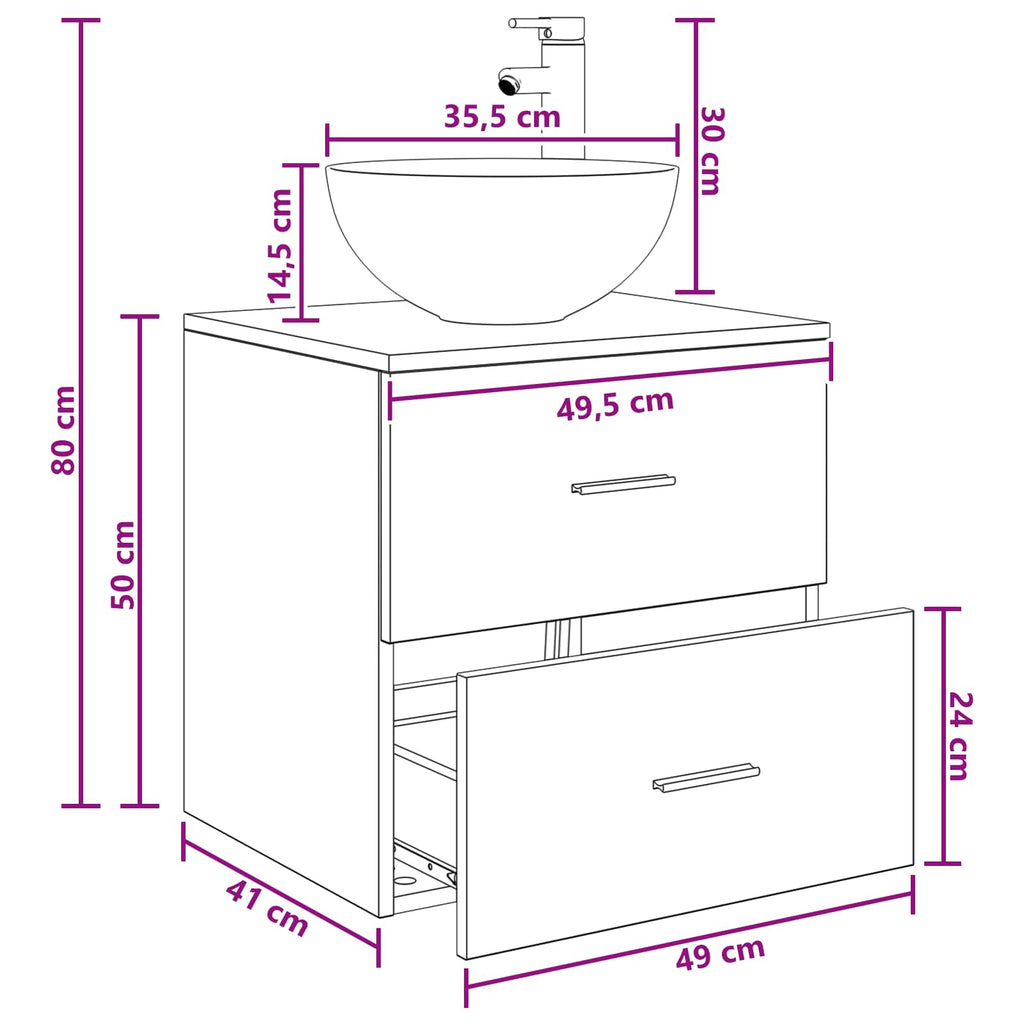 Vanidad con Lavabo de Pared Blanco 49,5 x 41 x 64,5 cm