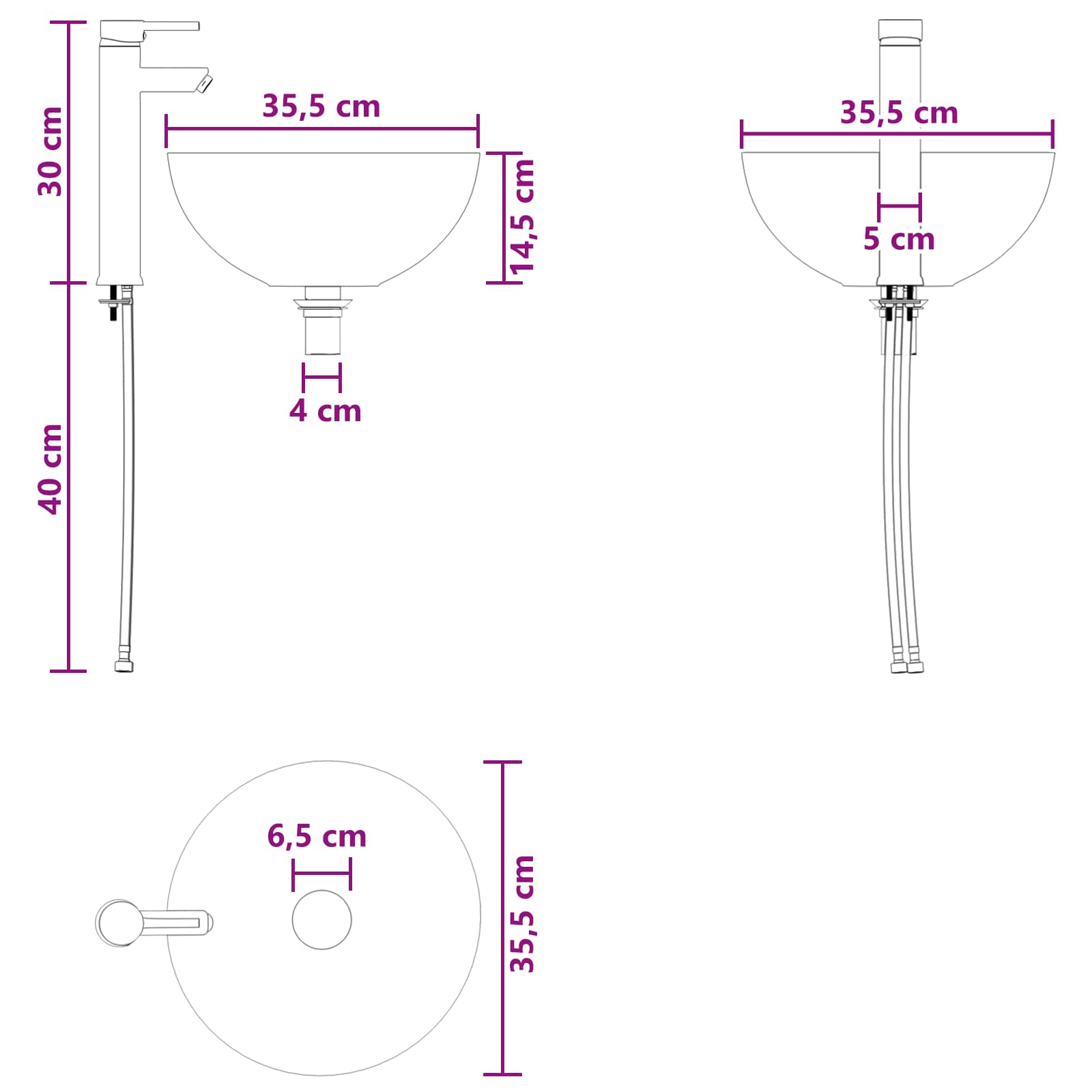 Vanidad con Lavabo de Pared Blanco 49,5 x 41 x 64,5 cm