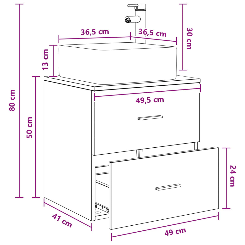 Vanidad con Lavabo de Pared Blanco 49,5 x 41 x 63 cm