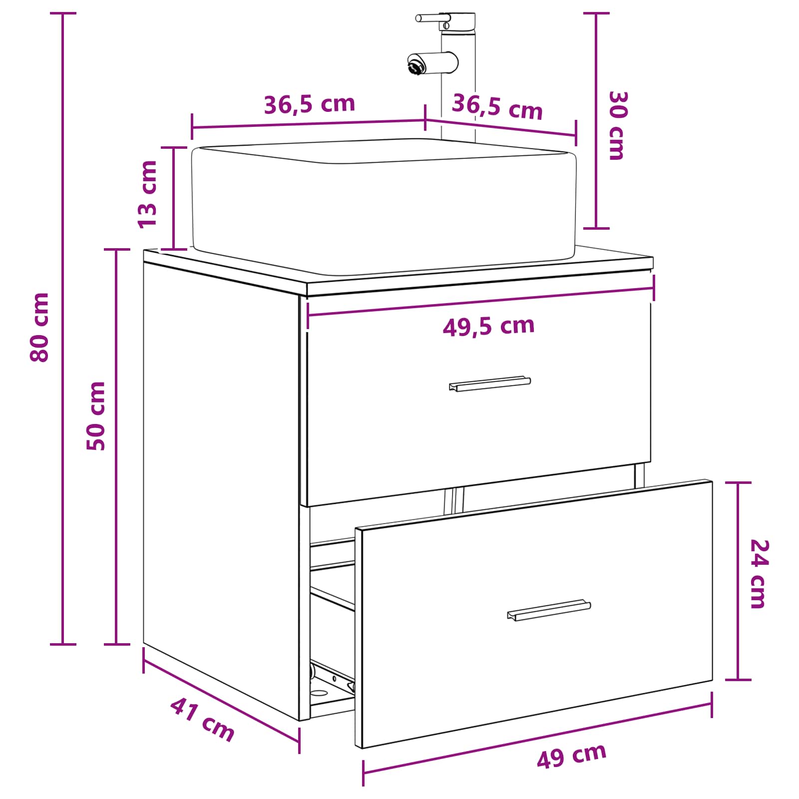 Vanidad con Lavabo de Pared Blanco 49,5 x 41 x 63 cm