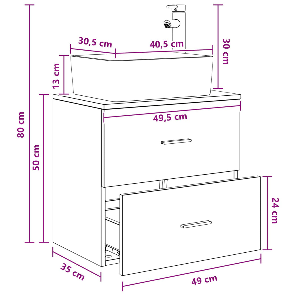 Vanidad con Lavabo de Pared Blanco 53 x 34,5 x 63 cm