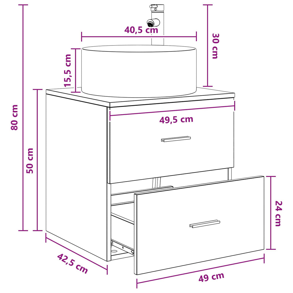 Vanidad con Lavabo de Pared Blanco 49,5 x 44,5 x 65,5 cm