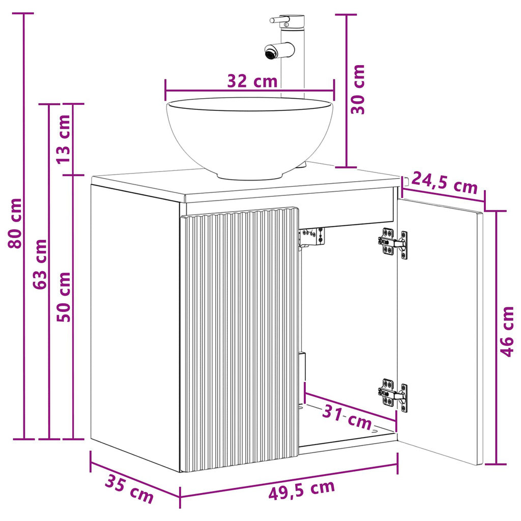 Vanidad con Lavabo de Pared Blanco 49,5 x 35 x 63 cm