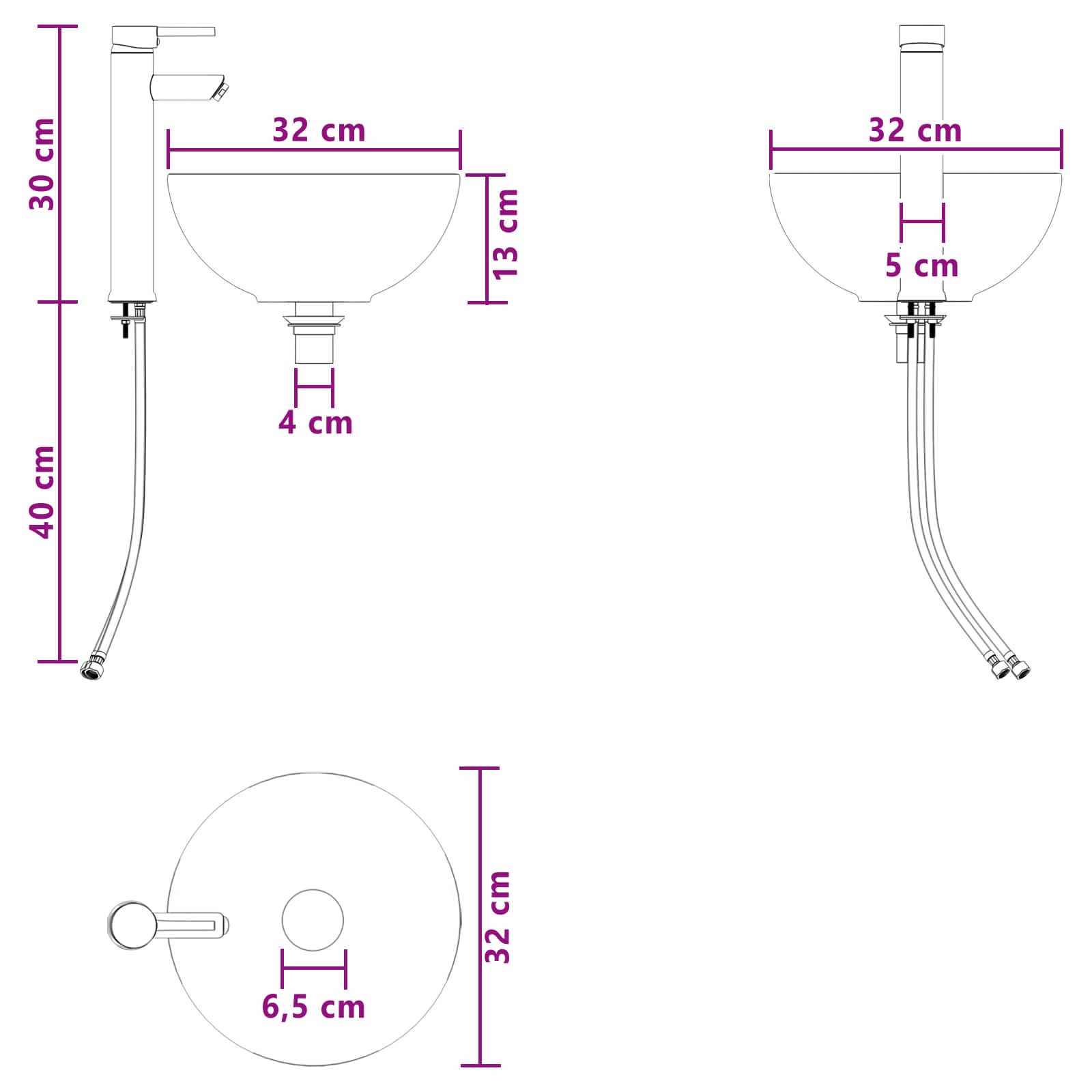 Vanidad con Lavabo de Pared Blanco 49,5 x 35 x 63 cm