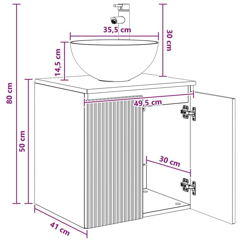Vanidad con Lavabo de Pared Blanco 49,5 x 41 x 64,5 cm