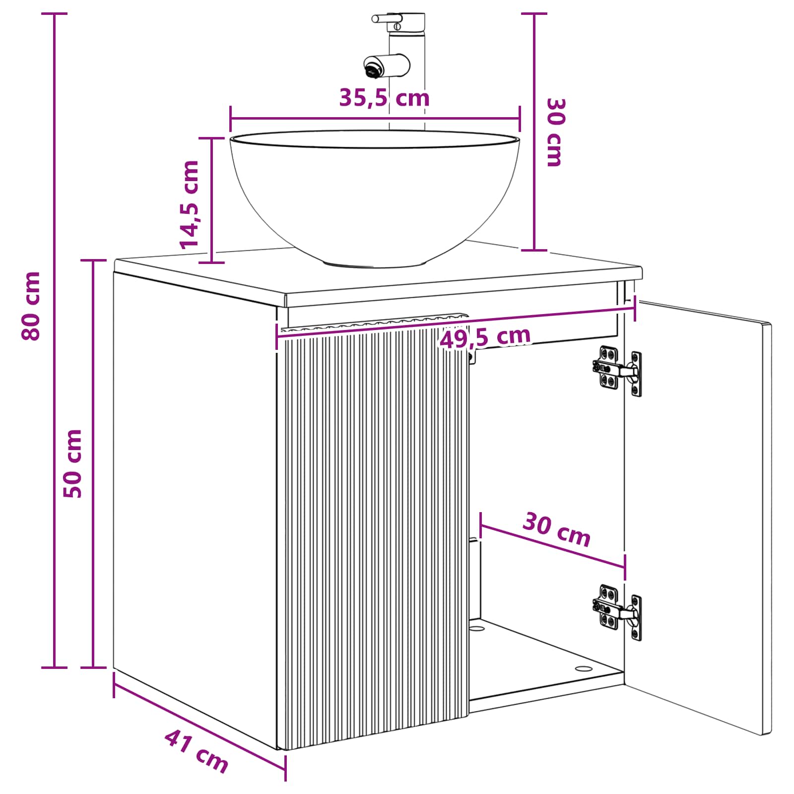 Vanidad con Lavabo de Pared Blanco 49,5 x 41 x 64,5 cm