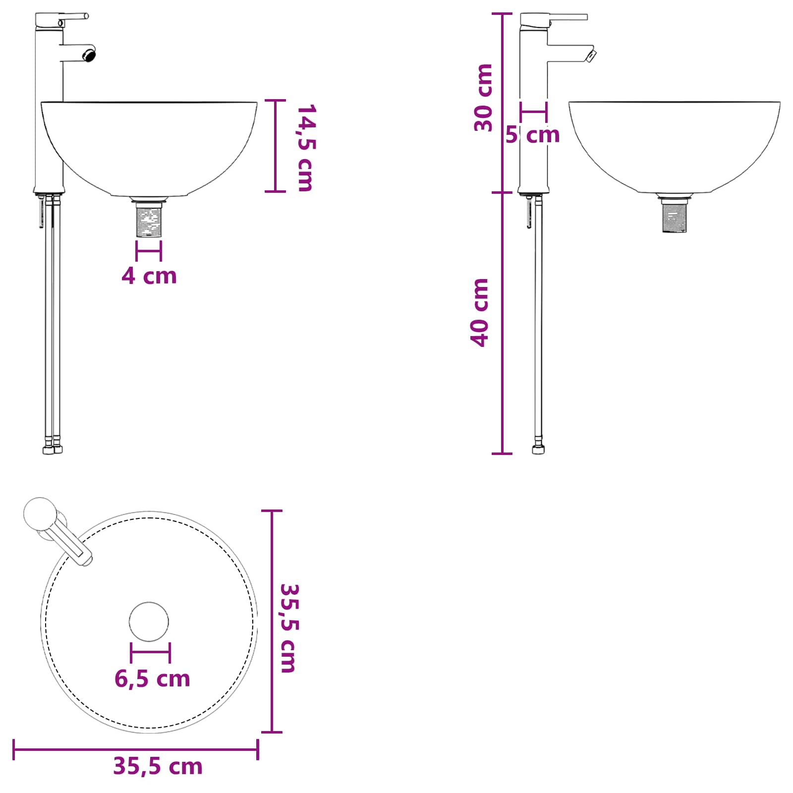 Vanidad con Lavabo de Pared Blanco 49,5 x 41 x 64,5 cm