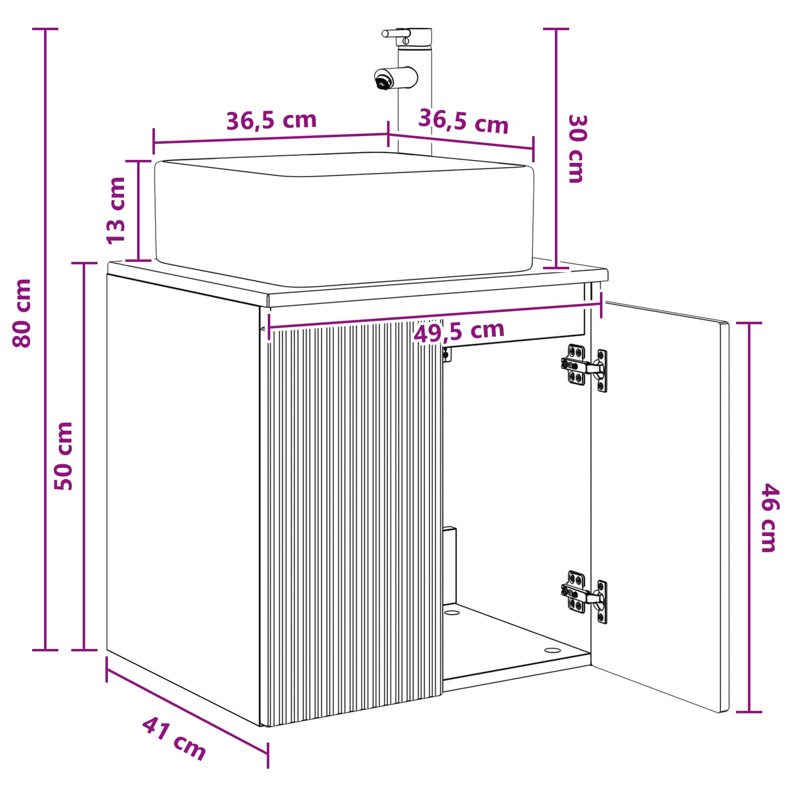 Vanidad con Lavabo de Pared Blanco 49,5 x 41 x 63 cm