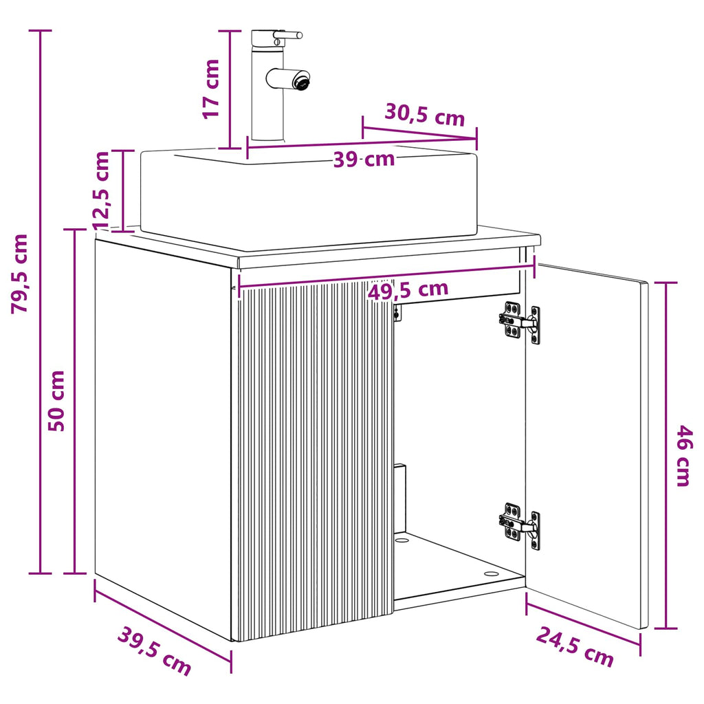 Vanidad con Lavabo de Pared Blanco 49,5 x 41 x 62,5 cm