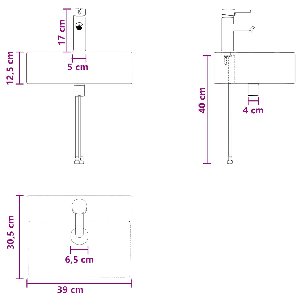 Vanidad con Lavabo de Pared Blanco 49,5 x 41 x 62,5 cm