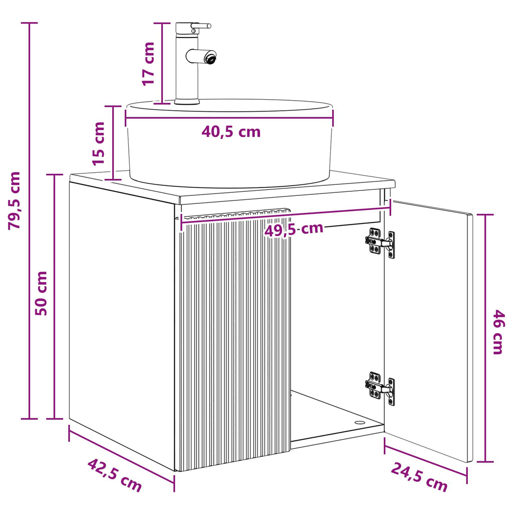 Vanidad con Lavabo de Pared Blanco 49,5 x 44,5 x 65 cm