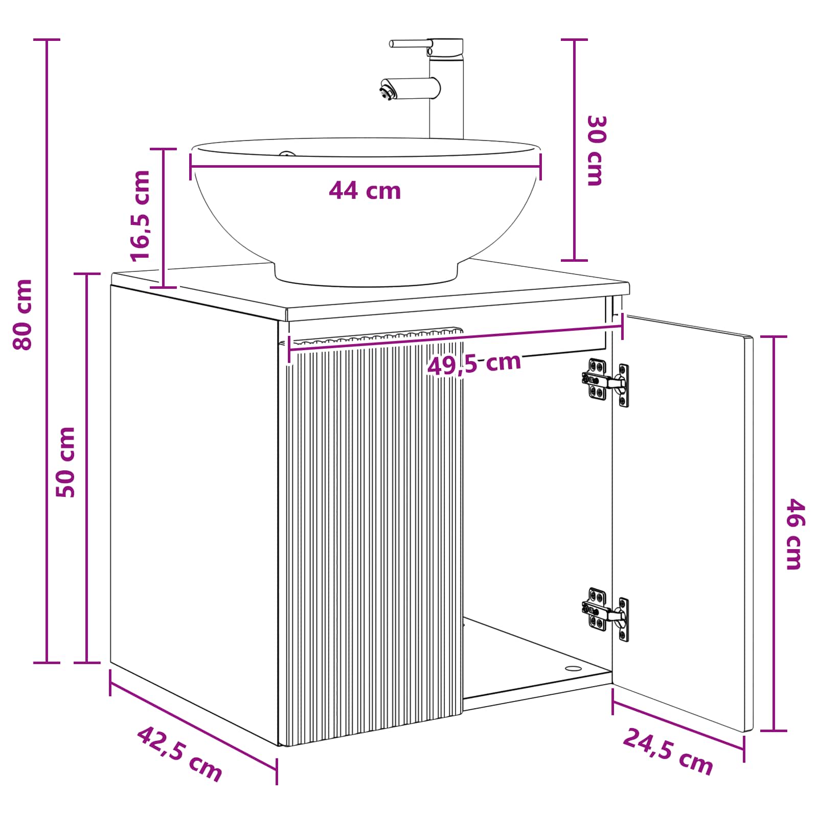 Vanidad con Lavabo de Pared Blanco 49,5 x 44,5 x 65 cm