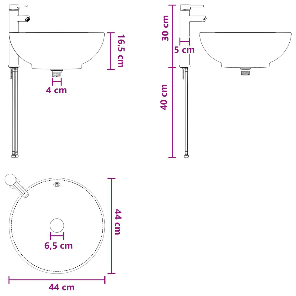 Vanidad con Lavabo de Pared Blanco 49,5 x 44,5 x 65 cm